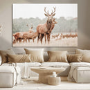 Rustic Nature Wall Art Canvas Print – Stag Woodland Framed