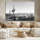 Saguaro Cactus Wall Art Canvas Print – Framed Monochrome