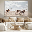 Majestic Longhorn Cows Wall Art Canvas Print – Rustic by MyGreatCanvas | Canvas Wall Art Prints | Photo Prints & Wall Decor