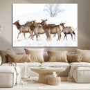 Snowy Elk Herd Wall Art Canvas Print – Majestic Winter by MyGreatCanvas | Canvas Wall Art Prints | Photo Prints & Wall Decor