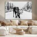 Moose Wall Art Canvas Print – Winter Snowy Forest Antlers by MyGreatCanvas | Canvas Wall Art Prints | Photo Prints & Wall Decor