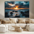 Ocean Sunset Wall Art Canvas Print – Rocky Shore Waves by MyGreatCanvas | Canvas Wall Art Prints | Photo Prints & Wall Decor