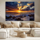 Sunset Ocean Wall Art Canvas Print – Waves Rocky Shore by MyGreatCanvas | Canvas Wall Art Prints | Photo Prints & Wall Decor