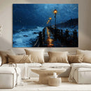 Dark Stormy Pier Wall Art Canvas Print, Moody Ocean Night by MyGreatCanvas | Canvas Wall Art Prints | Photo Prints & Wall Decor