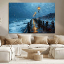 Stormy Night Pier Wall Art Canvas Print, Moody Ocean by MyGreatCanvas | Canvas Wall Art Prints | Photo Prints & Wall Decor