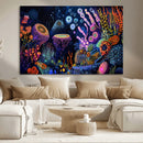 Vibrant Neon Coral Reef Wall Art Canvas Print, Colorful by MyGreatCanvas | Canvas Wall Art Prints | Photo Prints & Wall Decor