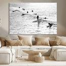 Black White Surfers Wall Art Canvas Print – Riding Gentle by MyGreatCanvas | Canvas Wall Art Prints | Photo Prints & Wall Decor