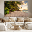 Tropical beach sunset, palm trees, white sand, ocean waves, by MyGreatCanvas | Canvas Wall Art Prints | Photo Prints & Wall Decor