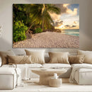 Tropical Beach Sunset Palm Trees White Sand Ocean Waves by MyGreatCanvas | Canvas Wall Art Prints | Photo Prints & Wall Decor