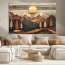 Wooden Mountain Layers Art – Rustic Pine Tree Landscape by MyGreatCanvas | Canvas Wall Art Prints | Photo Prints & Wall Decor