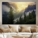 Misty Mountain Valley Wall Art Canvas Print, Golden Sunrise by MyGreatCanvas | Canvas Wall Art Prints | Photo Prints & Wall Decor