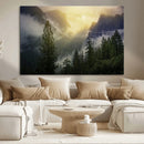 Misty Forest Sunrise Wall Art, Mountain Valley with Pine by MyGreatCanvas | Canvas Wall Art Prints | Photo Prints & Wall Decor