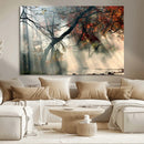 Sunlit Autumn Forest Wall Art – Mist Trees Rays Fog Nature by MyGreatCanvas | Canvas Wall Art Prints | Photo Prints & Wall Decor