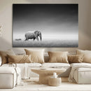 Elephand and Zebra Wall Art Canvas Print, Modern Artwork