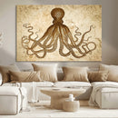 Sepia Octopus Wall Art Abstract Animal Canvas Print