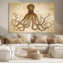 Sepia Octopus Wall Art Abstract Animal Canvas Print