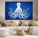 Large 3-Panel Blue Octopus Canvas Wall Art | Coastal Marine by MyGreatCanvas | Canvas Wall Art Prints | Photo Prints & Wall Decor