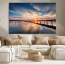 Wooden Pier on Seascape and Sunset Wall Art Canvas Print by MyGreatCanvas | Canvas Wall Art Prints | Photo Prints & Wall Decor