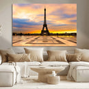 Paris Eiffel Tower Sunset Canvas Wall Art Print - Iconic
