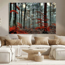 Autumn Forest Wall Art – Enchanting Red Leaves Canvas Print,