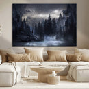 Night Landscape and Trees Wall Art Canvas Print