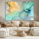 Abstract Aqua and Gold Fluid Wall Art Canvas | 3 Panel Large by MyGreatCanvas | Canvas Wall Art Prints | Photo Prints & Wall Decor