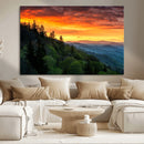 Forest Landscape Wall Art Sunset Canvas, Forest Sunset
