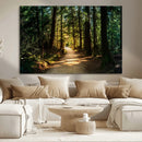 Sunlit Forest Pathway Canvas Print | 3 Panel Large Nature by MyGreatCanvas | Canvas Wall Art Prints | Photo Prints & Wall Decor