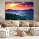 Sunset over Mountain Canvas Print, Forest Canvas Wall Art –