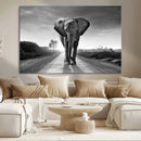 Black and White Elephant Wall Art Canvas Print