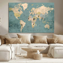 Classic World Map Canvas Print – Framed Vintage Map Wall by MyGreatCanvas | Canvas Wall Art Prints | Photo Prints & Wall Decor