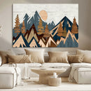 Abstract Wood Panel Effect Mountain Range Top Wall Art