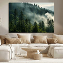 Misty Forest Wall Art Premium Canvas Print a Foggy and
