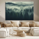 Misty Forest Wall Art Premium Canvas Print a Foggy and