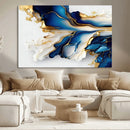 Gold Marble Art - Abstract Geode Gold And Blue Marble Shape