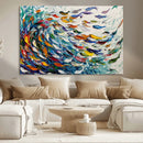 Modern Abstract Fish Shoal Wall Art Canvas Print, Colorful by MyGreatCanvas | Canvas Wall Art Prints | Photo Prints & Wall Decor
