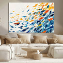 Abstract Fish Shoal Wall Art Canvas Print, Colorful Fish