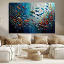 Modern Abstract Fish Shoal Wall Art Canvas Print, Colorful