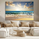 Golden Sunset Beach Triptych Canvas Wall Art for Living Room