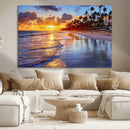 Serene Beach Sunset Wall Art Canvas- Coastal Seascape Print