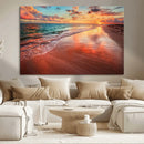 Sunset Beach Wall Art | Ocean Canvas Print | Coastal Wall
