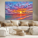 Vibrant Sunset Beach Wall Art - Ocean Sunset Canvas Print |