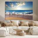 Serene Ocean Sunset Canvas Wall Art - Beach Waves at Sunset,