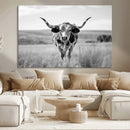 Texas Cow Longhorn Wall Art Canvas Print for Farm House Wall