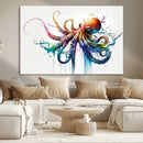 Watercolor Vibrant Octopus Wall Art Canvas Print | Abstract