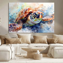 Watercolor Sea Turtle Wall Art Canvas Print - Vibrant Ocean