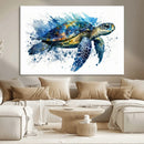 Turtle Wall Art Canvas Print, Framed Watercolor Turtle Art