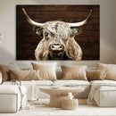 Highland Cow Wall Art Canvas Print, Rustic Farmhouse Decor,
