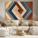 Geometric Wood Art Wall Decor Canvas Print, Rustic Wooden