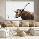 Rustic Bull Wall Art Canvas Print – Modern Longhorn